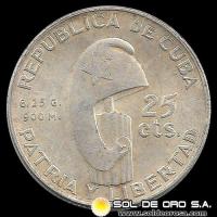 NA2 - CUBA - 25 CENTAVOS, 1953 - JOSE MARTI - MONEDA DE PLATA