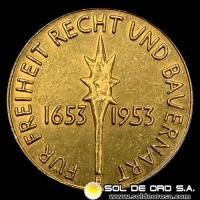 SUIZA - 300 YEAR ANNIVERSARY OF PEASANTS WAR - 1953 - MEDALLA DE ORO .900