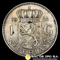 NA2 - HOLANDA - 1 GULDEN, 1954 - MONEDA DE PLATA