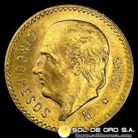 REPUBLICA DE MEXICO - 5 PESOS, 1955 - MONEDA DE ORO