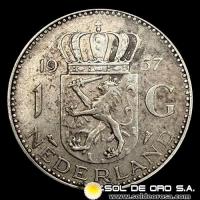 NA2 - HOLANDA - 1 GULDEN, 1957 - MONEDA DE PLATA