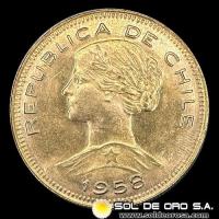 REPUBLICA DE CHILE - 100 PESOS (DIEZ CONDORES), 1958 - MONEDA DE ORO