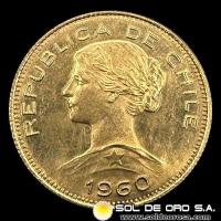 REPUBLICA DE CHILE - 100 PESOS - 1960 - MONEDA DE ORO