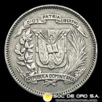 NA2 - REPUBLICA DOMINICANA - 10 CENTAVOS, 1961 - MONEDA DE PLATA