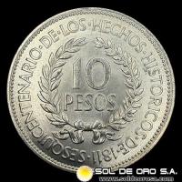 NA4 - URUGUAY - 10 PESOS, 1961 - MONEDA DE PLATA