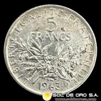 NA3 - FRANCIA - 5 FRANCS, 1963 - LA SEMBRADORA - MONEDA DE PLATA