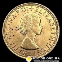 INGLATERRA - SOVEREIGN, LIBRA INGLESA (ELIZABETH II - SIN CORONA) - 1963 - MONEDA DE ORO