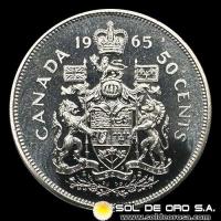 NA2 - CANADA - 50 CENTS, 1965 - ELIZABETH II - MONEDA DE PLATA