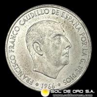 NA2 - ESPAÑA - 100 PESETAS, 1966 - FRANCISCO FRANCO - MONEDA DE PLATA