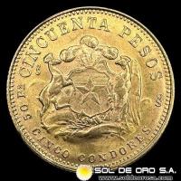 REPUBLICA DE CHILE - 50 PESOS (5 CONDORES) - 1970 - MONEDA DE ORO