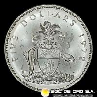NA1 - COMMONWEALTH OF BAHAMAS - 5 DOLLARS, 1972 - ELIZABETH II - MONEDA DE PLATA