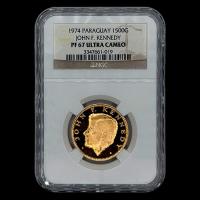STAL - PARAGUAY - PM 147 - 1.500 GUARANIES, 1974 - Motivo: JOHN F. KENNEDY - MONEDAS CONMEMORATIVAS DE ORO