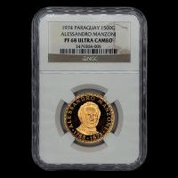 STAL - PARAGUAY - PM 154 - 1.500 GUARANIES, 1974 - Motivo: ALESSANDRO MANZONI 1785 - 1873 - MONEDAS CONMEMORATIVAS DE ORO