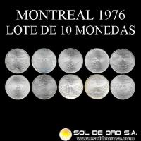 CANADA - 5 DOLLARS, 1974/75/76 - OLIMPIADAS MONTREAL 1976 - LOTE DE 10 MONEDAS DE PLATA