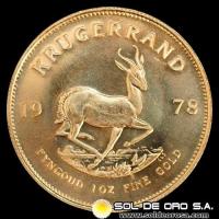 SUDAFRICA - KRUGERRAND, 1978 - 1 ONZA 999 - MONEDA DE ORO