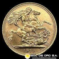 INGLATERRA - SOVEREIGN, LIBRA INGLESA (ELIZABETH II CORONADA) - 1979 - MONEDA DE ORO