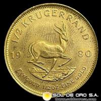 SUDAFRICA - 1/2 oz., KRUGERRAND - 1980 - MONEDA DE ORO