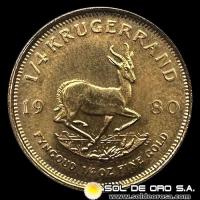 SUDAFRICA - 1/4 oz., KRUGERRAND - 1980 - MONEDA DE ORO