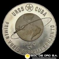 NA2 - CUBA - 10 PESOS, 1980 - FIRST SOVIET/CUBAN JOINT SPACE FLIGHT - MONEDA DE PLATA