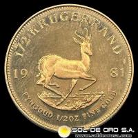 SUDAFRICA - 1/2 oz., KRUGERRAND - 1981 - MONEDA DE ORO