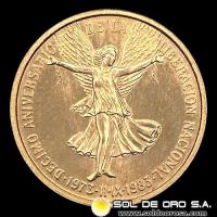 REPUBLICA DE CHILE - 1/4 ONZA - DECIMO ANIVERSARIO DE LA LIBERACION NACIONAL (1973-1983) - MEDALLA CONMEMORATIVA DE ORO