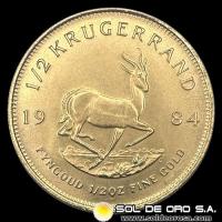 SUDAFRICA - 1/2 oz., KRUGERRAND - 1984 - MONEDA DE ORO