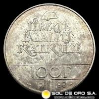NA3 - FRANCIA - 100 FRANCS, 1988 - MONEDA DE PLATA