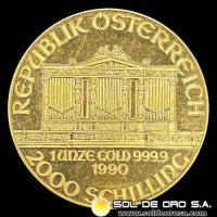AUSTRIA - REPUBLIK OSTERREICH - 2.000 SCHILLING, 1990 - MONEDA DE ORO