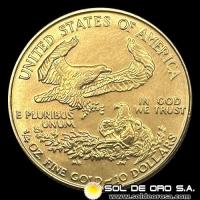ESTADOS UNIDOS DE AMERICA - 1/4 oz., 10 DOLLARS - 1990 - MONEDA DE ORO