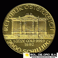 AUSTRIA - REPUBLIK OSTERREICH - 2.000 SCHILLING, 1992 - MONEDA / ONZA DE ORO 999