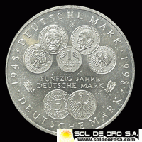 NA1 - ALEMANIA - GERMANY - FEDERAL REPUBLIC - 10 MARK / 10 MARCOS, 1998 - Subject: 50 Years of the Deutsche Mark - MONEDA DE PLATA