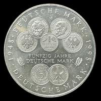  NA1 - ALEMANIA - GERMANY - FEDERAL REPUBLIC - 10 MARK / 10 MARCOS, 1998 - Subject: 50 Years of the Deutsche Mark - MONEDA DE PLATA