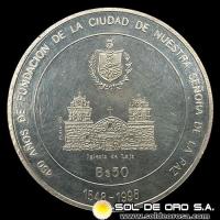 NA1 - BOLIVIA - 50 BOLIVIANOS, 1998 - 450 ANIVERSARIO DE LA PAZ - MONEDA DE PLATA