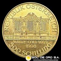 AUSTRIA - REPUBLIK OSTERREICH - 500 SCHILLING, 1998 - MONEDA DE ORO