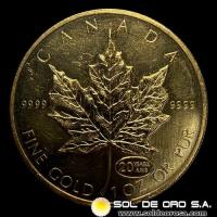 CANADA - 50 DOLLARS, 1999 - 20 ANIVERSARIO DE LA HOJA DE MAPLE - ELIZABETH II - MONEDA DE ORO