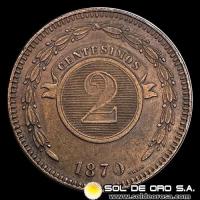 NUMIS - REPUBLICA DEL PARAGUAY - 2 CENTESIMOS - 1870 - MONEDA DE COBRE
