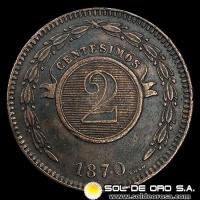 NUMIS - REPUBLICA DEL PARAGUAY - 2 CENTESIMOS - 1870 - MONEDA DE COBRE