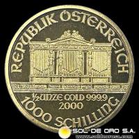 AUSTRIA - REPUBLIK OSTERREICH - 1.000 SCHILLING, 2000 - MONEDA DE ORO