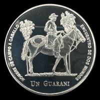 NUMIS - PARAGUAY - 1 GUARANI, 2000 - IV SERIE IBEROAMERICANA, HOMBRE DE CAMPO A CABALLO - PM 232 - MONEDA DE PLATA