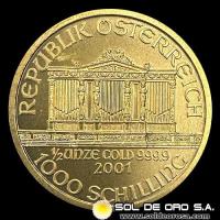 USTRIA - REPUBLIK OSTERREICH - 1.000 SCHILLING, 2001 - MONEDA DE ORO