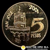 REPUBLICA ARGENTINA - CINCO PESOS, 2001 - GENERAL JUSTO JOSE DE URQUIZA - MONEDA DE ORO