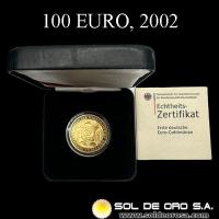 ALEMANIA - 100 EURO, 2002 - MONEDA DE ORO