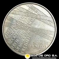 NA1 - ALEMANIA - 10 EUROS, 2003 - 50th ANNIVERSARY OF THE III-FATED EAST GERMAN REVOLUTION - MONEDA DE PLATA