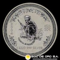 AUSTRALIA - 30 DOLLARS, 2004 - YEAR OF THE MONKEY - MONEDA DE PLATA
