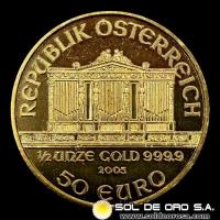 AUSTRIA - REPUBLIK OSTERREICH - 50 EURO, 2005 - MONEDA DE ORO