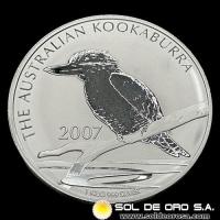 AUSTRALIA - 30 DOLLARS, 2007 - AUSTRALIAN KOOKABURRA - MONEDA DE PLATA
