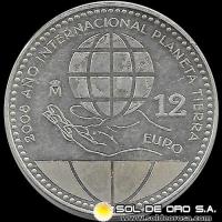 NA2 - ESPAÑA - 12 EUROS - 2008 - AÑO INTERNACIONAL DEL PLANETA TIERRA - MONEDA DE PLATA 