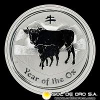 AUSTRALIA - 2 DOLLARS, 2009 - YEAR OF THE OX - 2 OUNCES - MONEDA DE PLATA