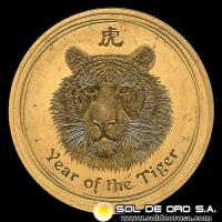 AUSTRALIA - 100 DOLLARS, 2010 - YEAR OF THE TIGER - MONEDA DE ORO