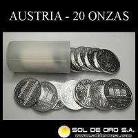 AUSTRIA - REPUBLIK OSTERREICH - 1,50 EURO, 2009 - TUBO DE 20 ONZAS DE PLATA 999